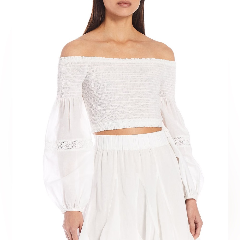 gianni bini woven nora square neck the off shoulder tops